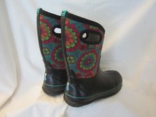 Bogs Rain Boots Youth 3 Pansies Multicolor Floral Print Pull On Casual 72158-009