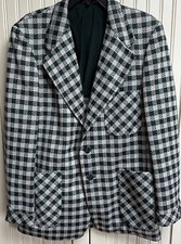 Mens Vintage Travelknit II Check Sport Coat 42R US Size Green Blazer Jacket