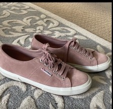 Superga Women's Pink suede lace Up Sneaker Sz 8