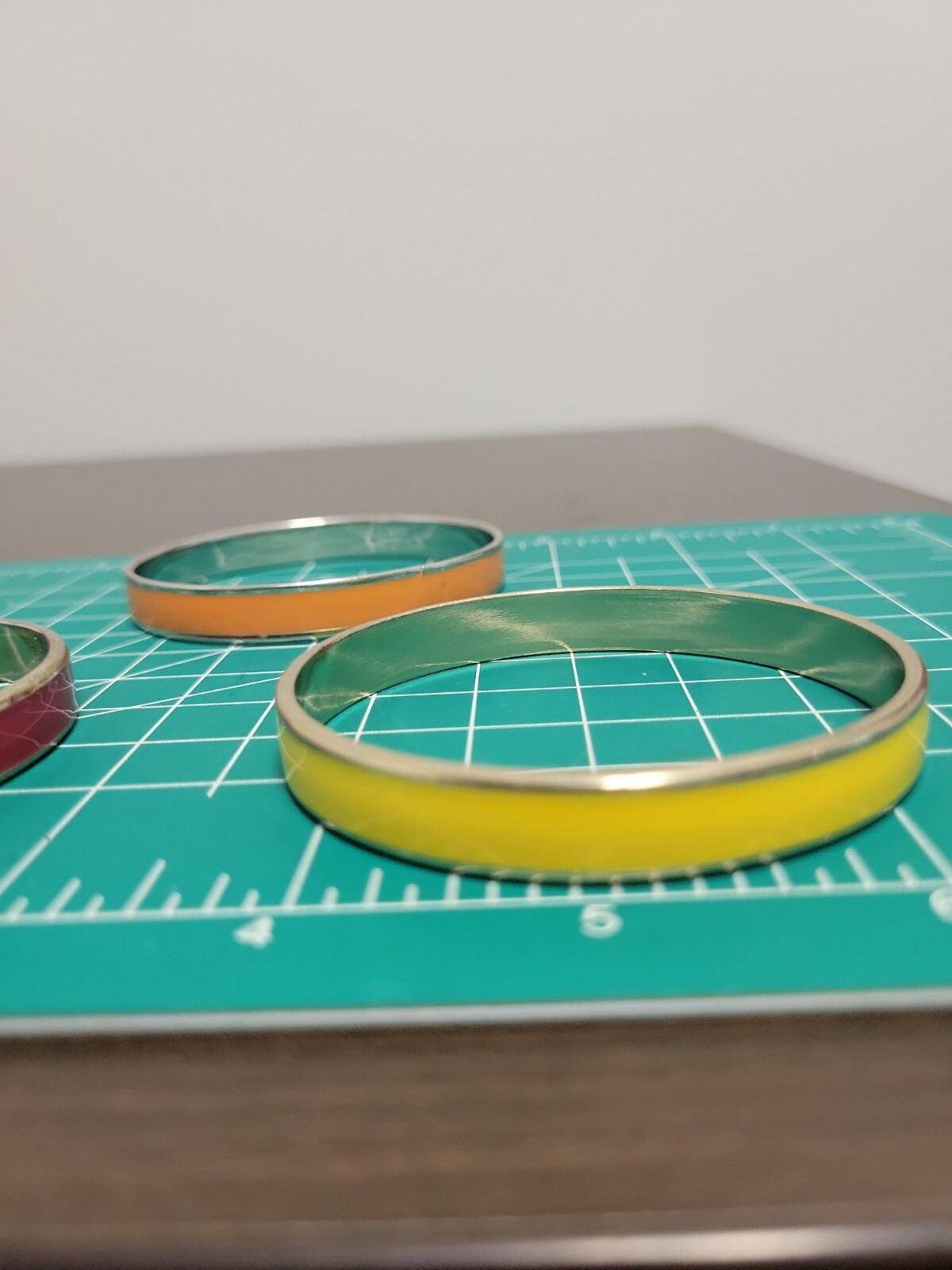 VIntage Enamel Stackable SilverTone Bangle Bracel… - image 7