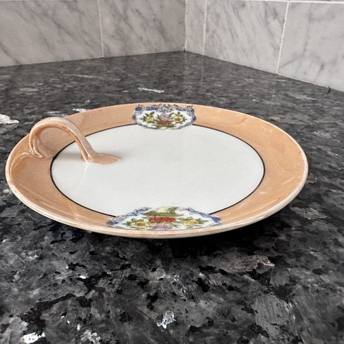 Vintage Noritake Lusterware Orange Rimmed Lemon Handled Dish Plate - Picture 2 of 6