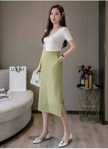 Jupe Crayon Oscar De La Renta - Taille 6 - Laine Verte - Neuve Avec étiquette - Taille Haute
