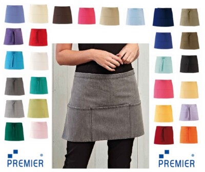 Premier Workwear PR155 Unisex Ladies Womens Colours 3 Pocket Apron - 28 colours