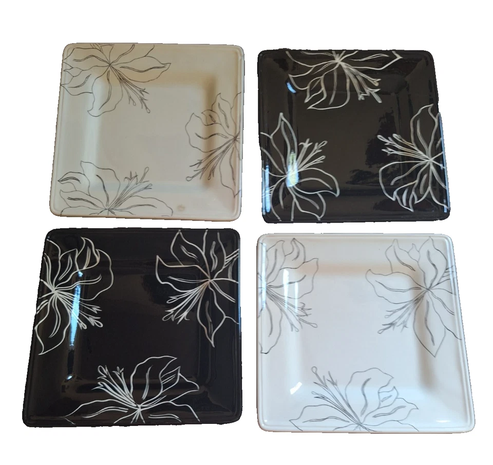 Juego Floral Laurie Gates Anna Cuadrado Blanco y Negro DESCONTINUADO Foto 4 de 4