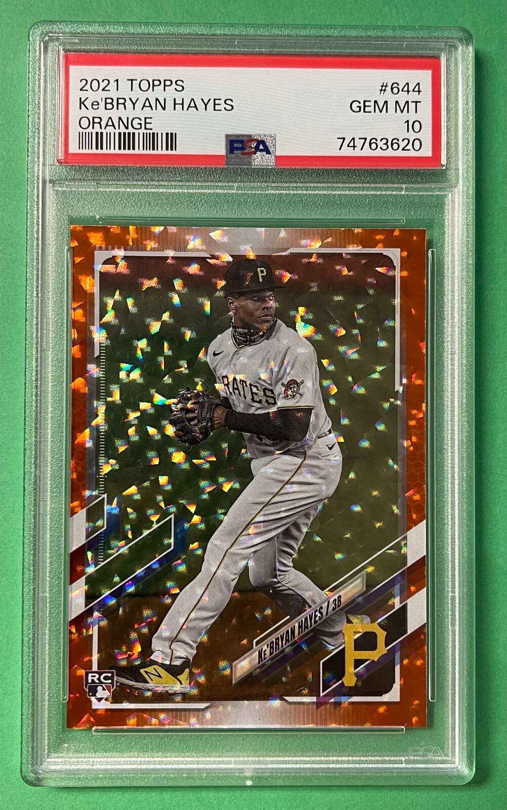 2021 TOPPS SERIES 2 KE'BRYAN HAYES ORANGE FOIL RC PARALLEL 255/299 #644 PSA 10