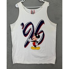 Disney Shirt Unisex Extra Large White Mickey Mouse Sleeveless Tank Top USA Made