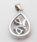 Sterling Silver Pendant 1" Birth Mother Stone Aquamarine Amethyst 1.9g Drop 925 — photo 7