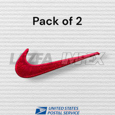 N I K E Red Emboridered Swoosh 2.5 Inches Size Sewiron On Pack Of 2