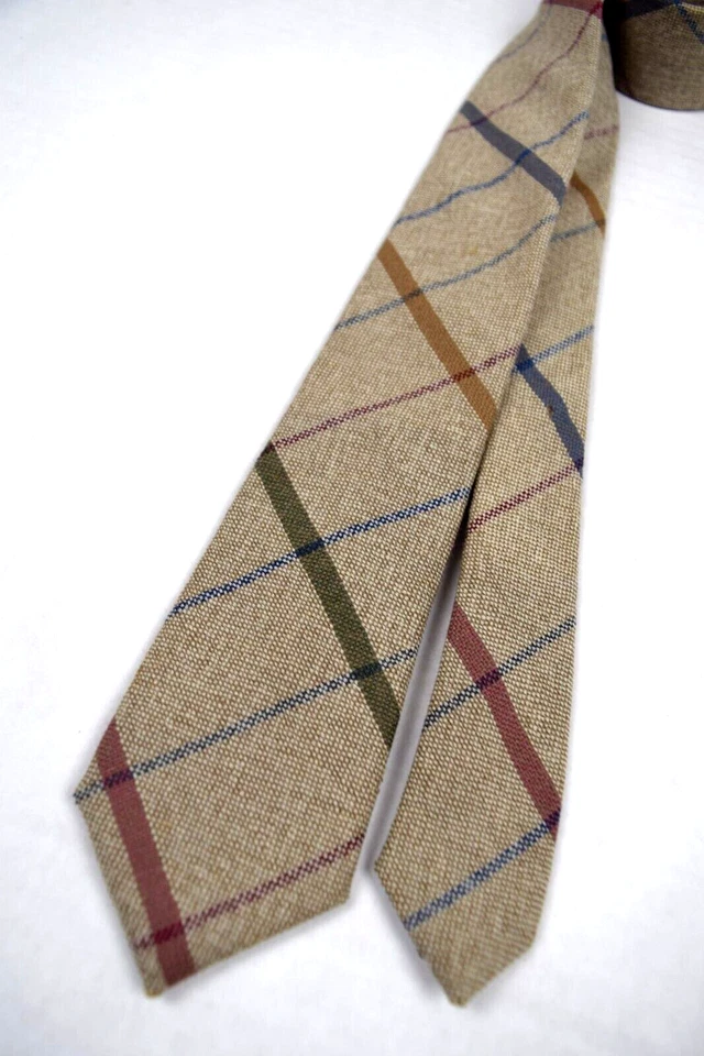 Corbata de cuello de colección gallo años 60 70 natural escocesa a cuadros lana corbata delgada 55" x 2,25" Foto 2 de 4