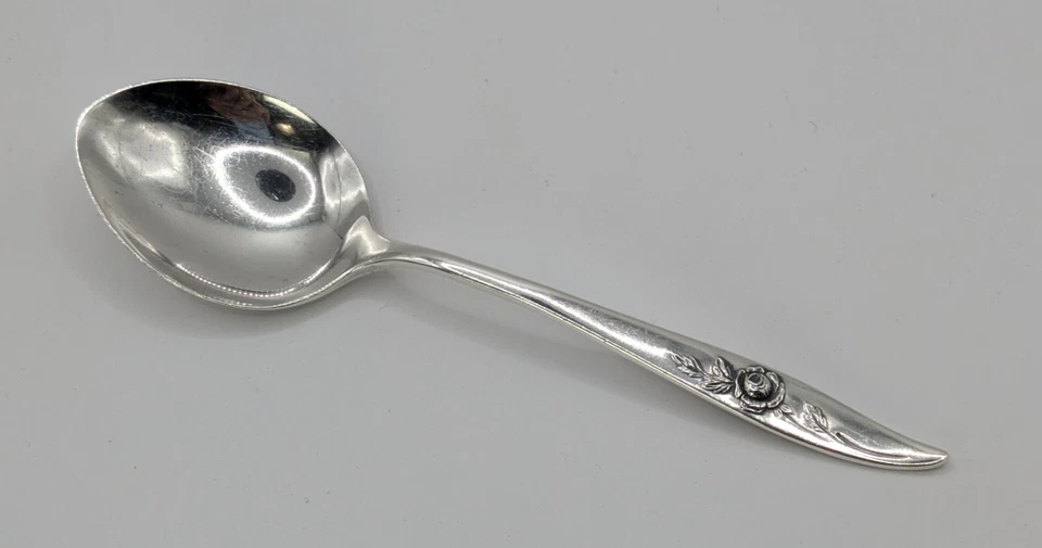Cuchara de azúcar de plata esterlina Oneida Belle Rose Heirloom 5 1/2" para servir Foto 2 de 4