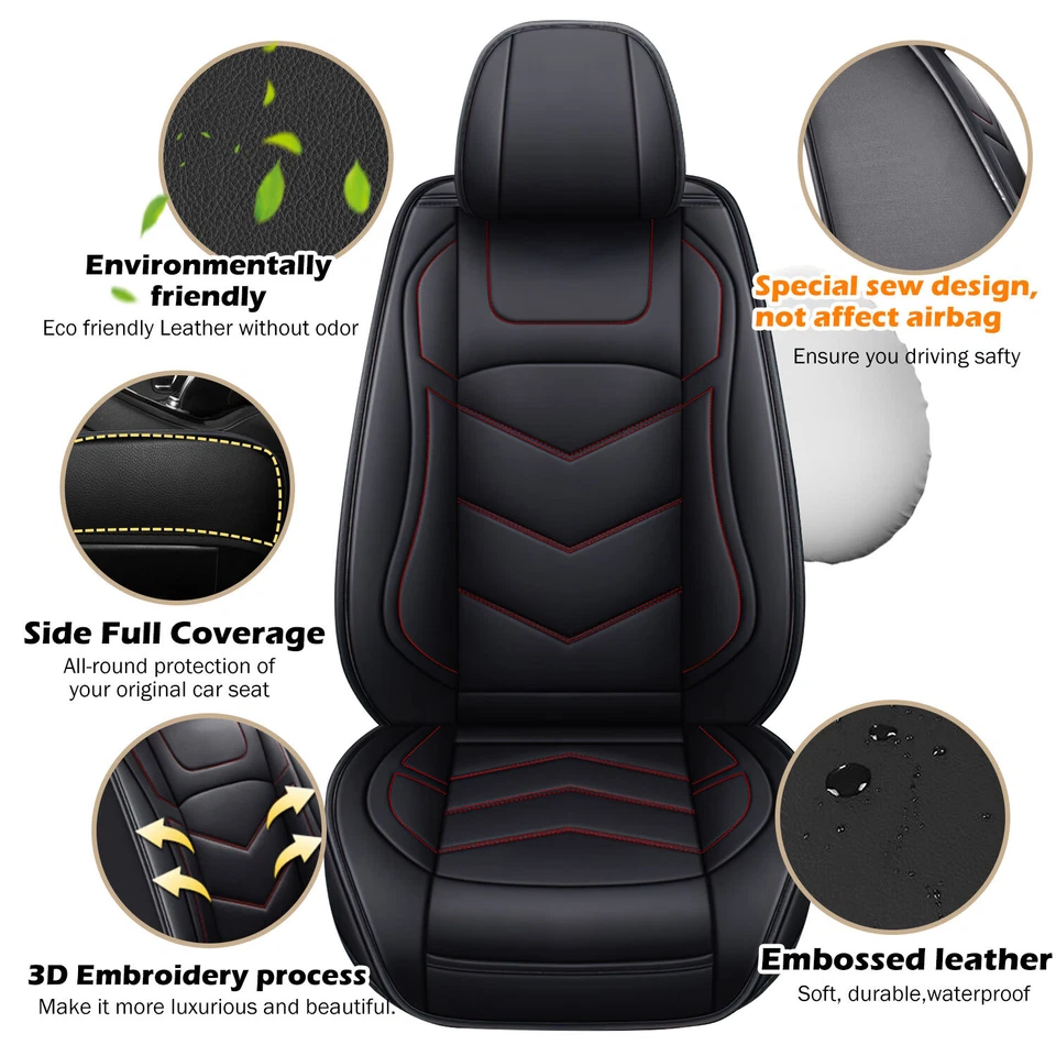 For Hyundai Sonata Car Seat Cover Full Set Leather 5-Seats Front Rear Cushions - Image 4 of 4