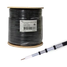 RG6 Coaxial Cable CCS 18AWG Quad Shield Coax 1000ft TV Antenna Satellite Black