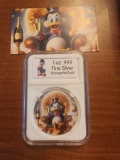 Scrooge McDuck - Toast to Staying Rich - 1 oz Proof like Colorized Silver Round 89.00 per troy oz
