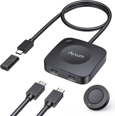 Alxum 20Gbps USB-C Switch für 2 Computer, 2 in 1 Out, 8K@30Hz / 4K@144Hz Video