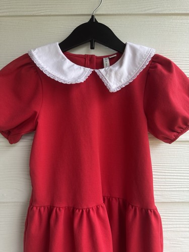 Janie And Jack Sz 8 Years Red White Lace Collar Ponte Dress - Picture 2 of 9