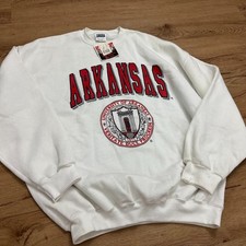 Vintage University Of Arkansas Razorbacks White Crewneck Mens XL