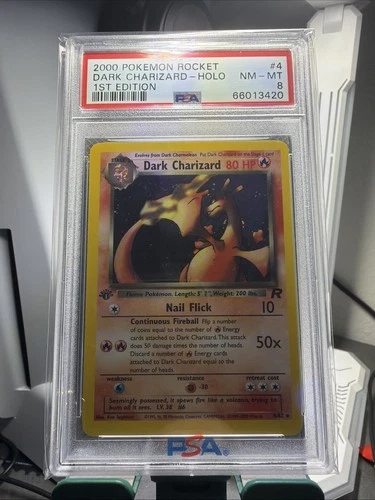 2000 POKEMON ROCKET 1ST EDITION #4 DARK CHARIZARD-HOLO PSA 8