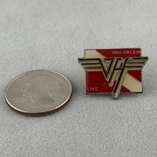 Vintage 1980s Van Halen Live Monogram Logo Rock Band Enamel Pin Pinback #61108