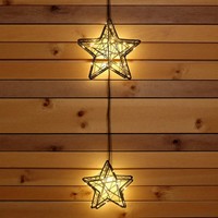 Metall Leucht Sterne 2Er Set Zum HäNgen 35 Led - Weihnachten Garten Deko Leuchte