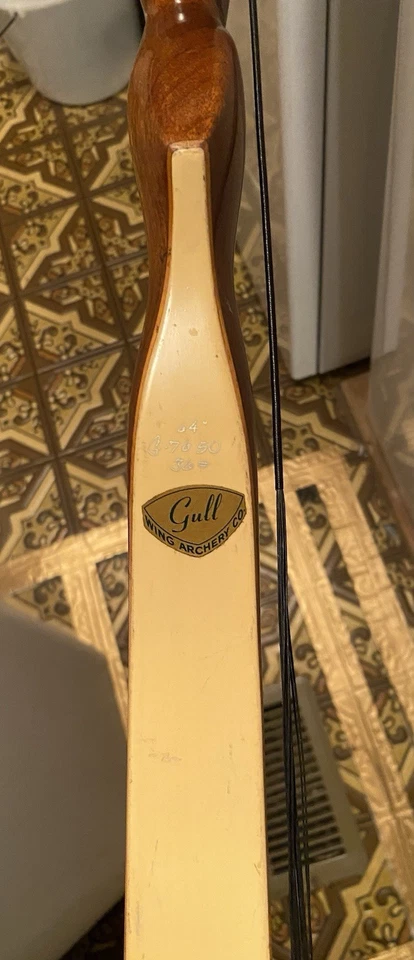 Vintage Gull Wing Archery Co. 50lb  Recurve Stick Bow - Image 4 of 4