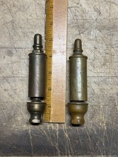 2 Antique Small Size Brass Steam Whistle 5 Tall - MISSOURI FARM AUCTION FIND