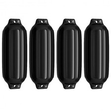 4 Ribbed Marine 8.5" x 27" Boat Fender Vinyl Bumper-Black - Color: Black