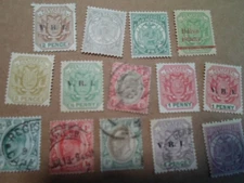 Collection lot 14 different stamps of old Transvaal