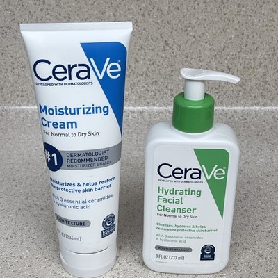 CeraVe Moisturizing Cream & Hydrating Facial Cleanser Skin Care Set, Combo Pack