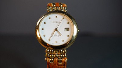 Breil Claridge Gold Plated Quartz Watch White Dial Date Gold Tone Bracelet