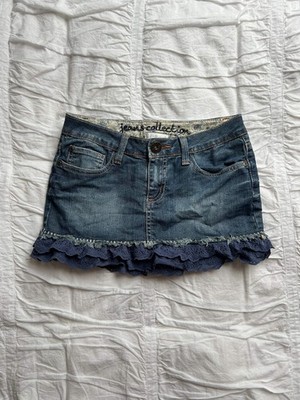 Vintage Cache Cache Minirock Denim mit Spitze