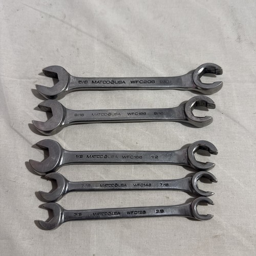 Matco USA Flare Nut Line Wrench Set 5 Pc SAE 3/8 7/16 9/16 5/8 WFC126 WFC206