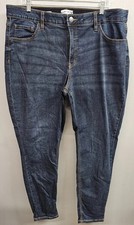 Ava  Viv Skinny Jeans Women 18 Blue Whiskering Denim Dark Wash High Rise Casual