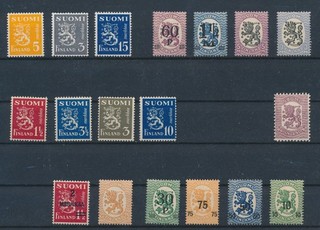 LT18397 Finland heraldic lion definitives fine lot MNH