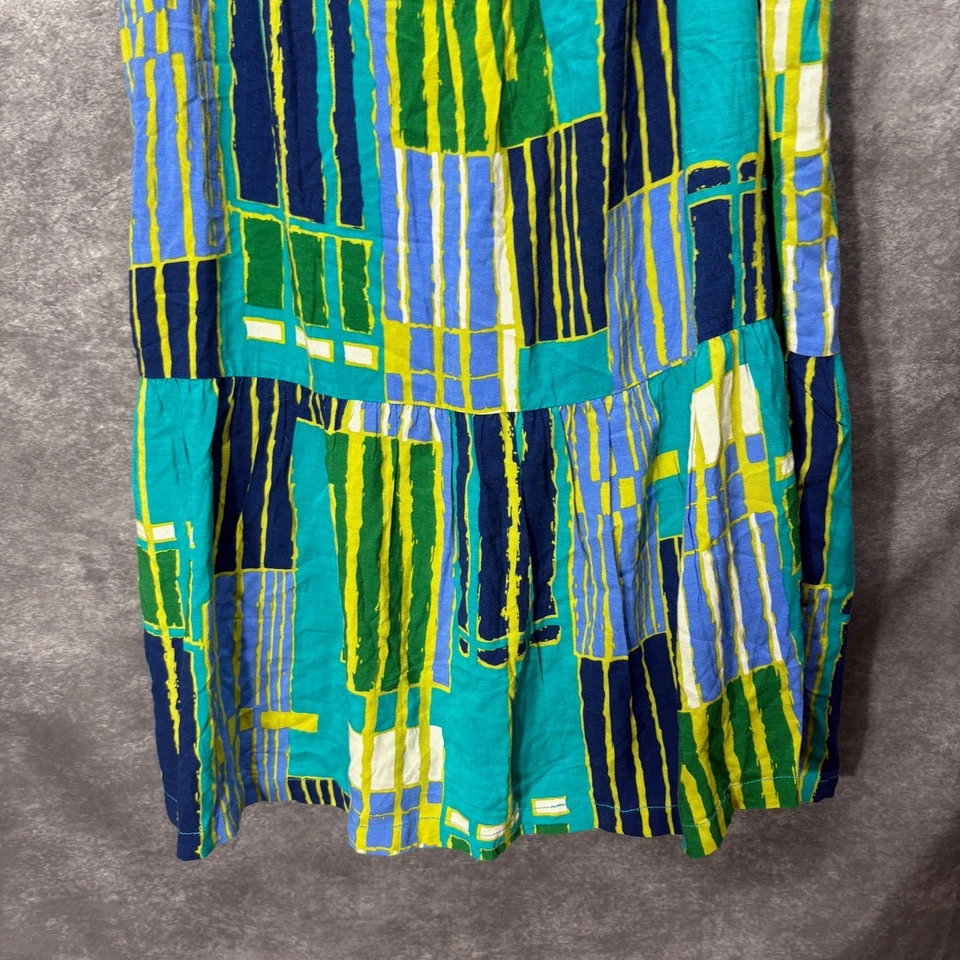 Corbata de tul hombro cambio en capas para mujer L verde azul estampado geométrico sin mangas Foto 3 de 4