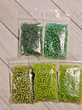 6/0 Glass Seed Beads 5 Bags Lime Green Set AB Matte Destash Lot Craft Supplies