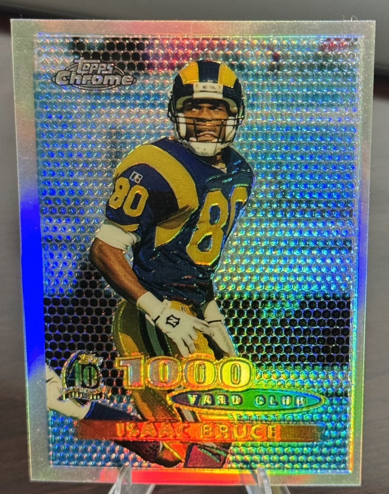 ISAAC BRUCE 1996 1ST YEAR TOPPS CHROME REFRACTOR 40TH ANNIVERSARY 1000 YARD