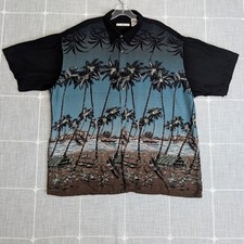 Vintage Moda Campia Hawaiian Shirt Mens Large Tropical Floral Button Up Holes 