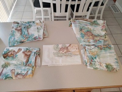 1987 Land Before Time Complete Bed Set Fitted Sheet,Top,2 Curtains,Pillow Case!
