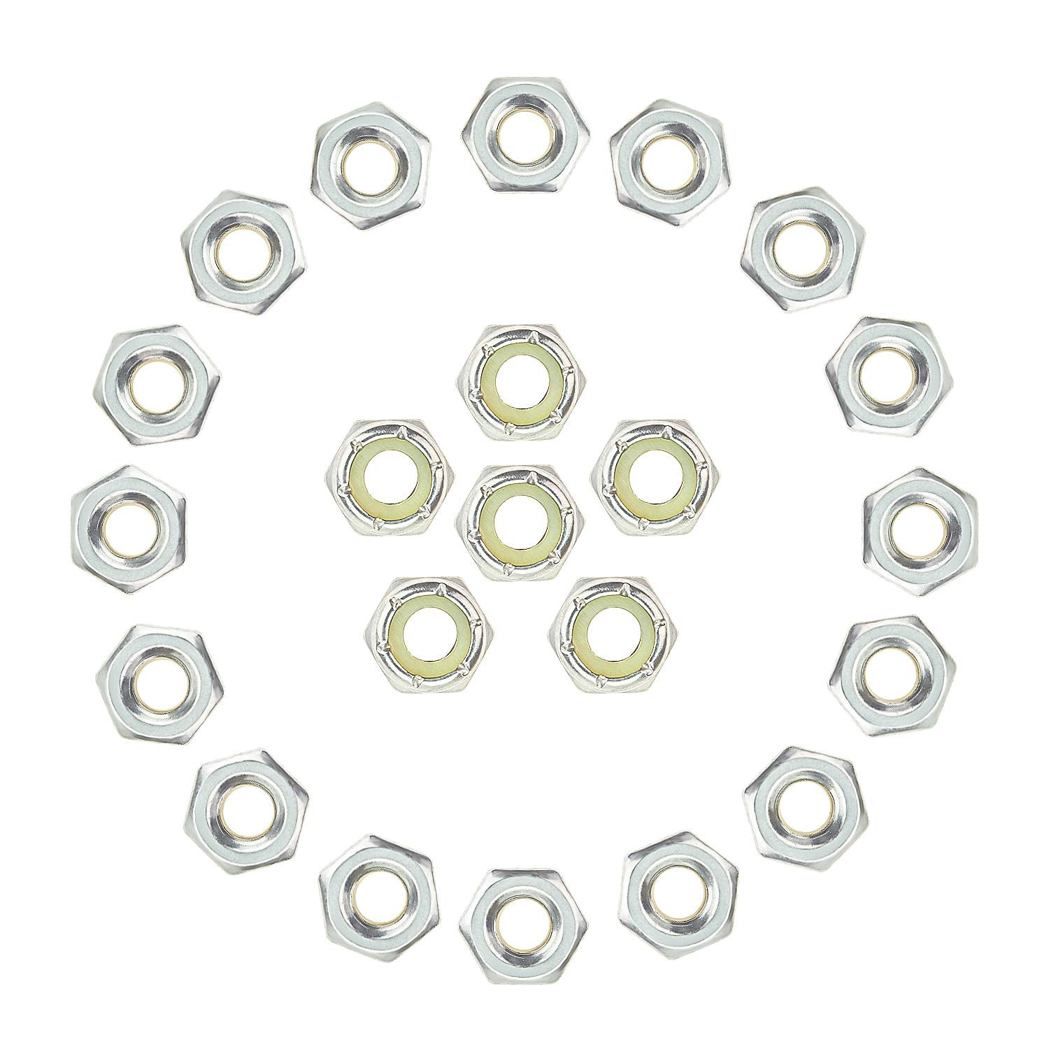 60 Pieces 1/4"-20 Nylon Insert Hex Lock Nuts, 304 Stainless Steel