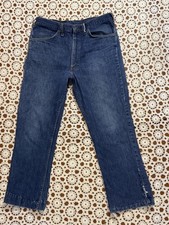 Vtg 70s Montgomery Ward Jeans Blue Denim Distressed Faded Talon Hippie As Is