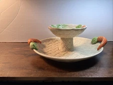 Fitz & Floyd Kitchen Harvest Pattern Chip & Dip / Crudite Server Plate