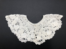 Vintage Handmade Crochet White Collar with Pearl button