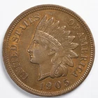 1905 Indian Head Penny Cent Almost Uncirculated (AU)