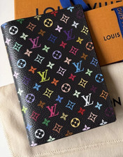 Louis Vuitton Black Monogram Multicoloured Passport Cover with Box