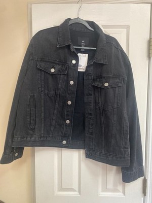 H&M Black Jean Jacket Men's Size M Button Closure Pockets Casual Short NWT