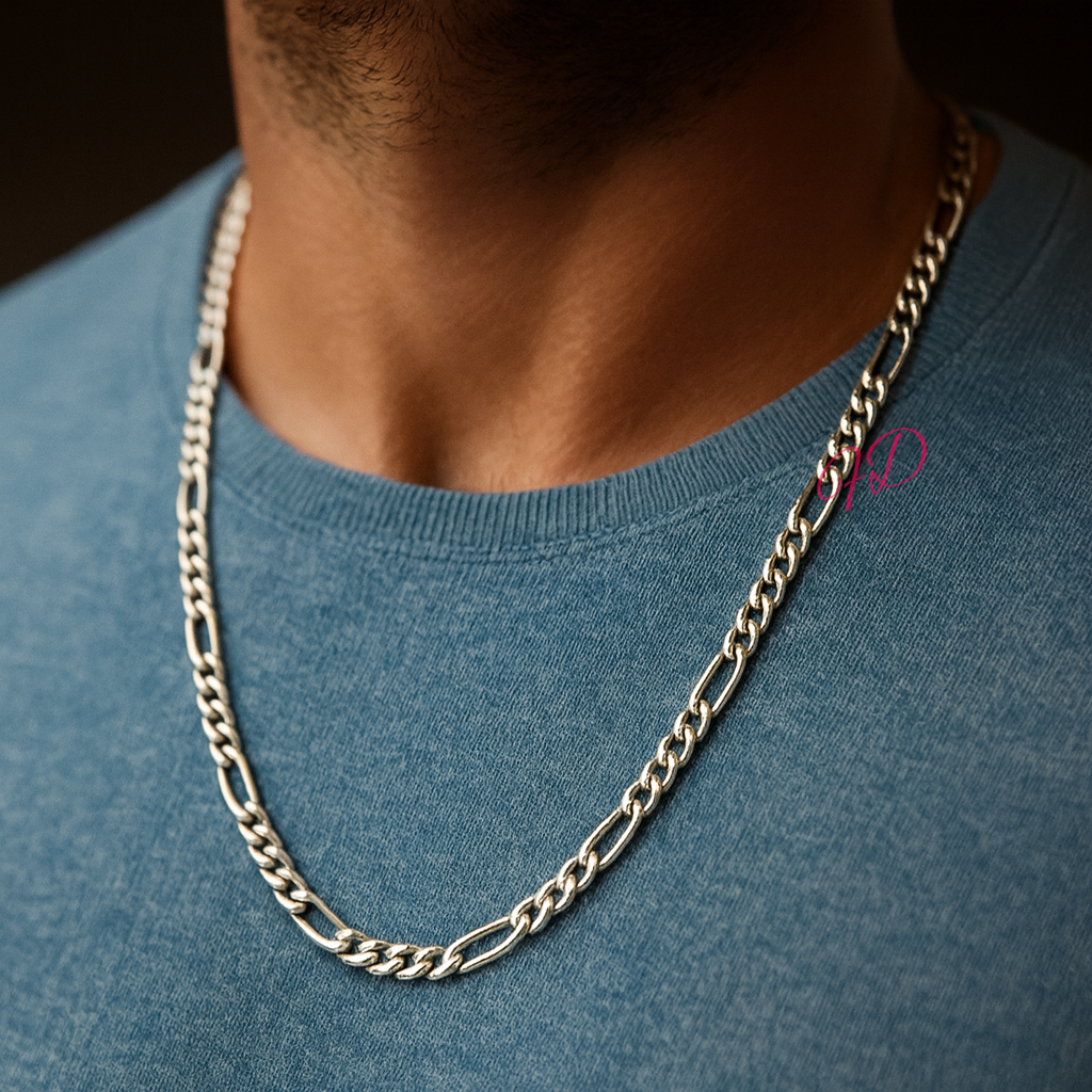 Luxury 950 Platinum Figaro Chain Mens 20 Inches Necklace | eBay
