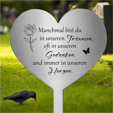 Wetterfester Herz Grabstein mit Spruch Trauerdeko Grabdekoration Friedhof