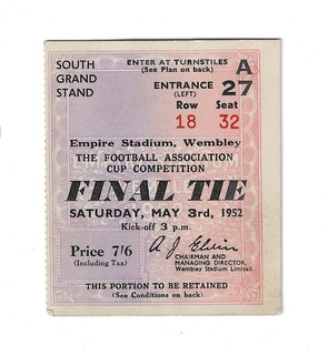 1952 FA Cup Final Newcastle United/Utd v Arsenal TICKET