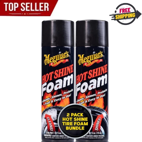 (2 Pack) Meguiar's Hot Shine Tire Foam, G13919, 19 oz, Aerosol, Easy Spray Foam Foto 2 de 2