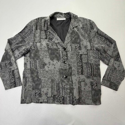Drapers & Damon's Gray Black Patchwork Print Blazer Jacket